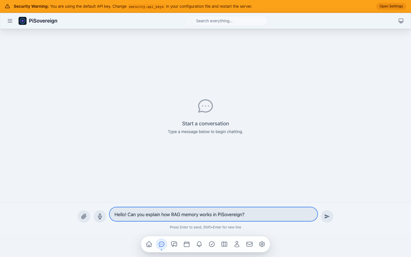 Message typed before sending