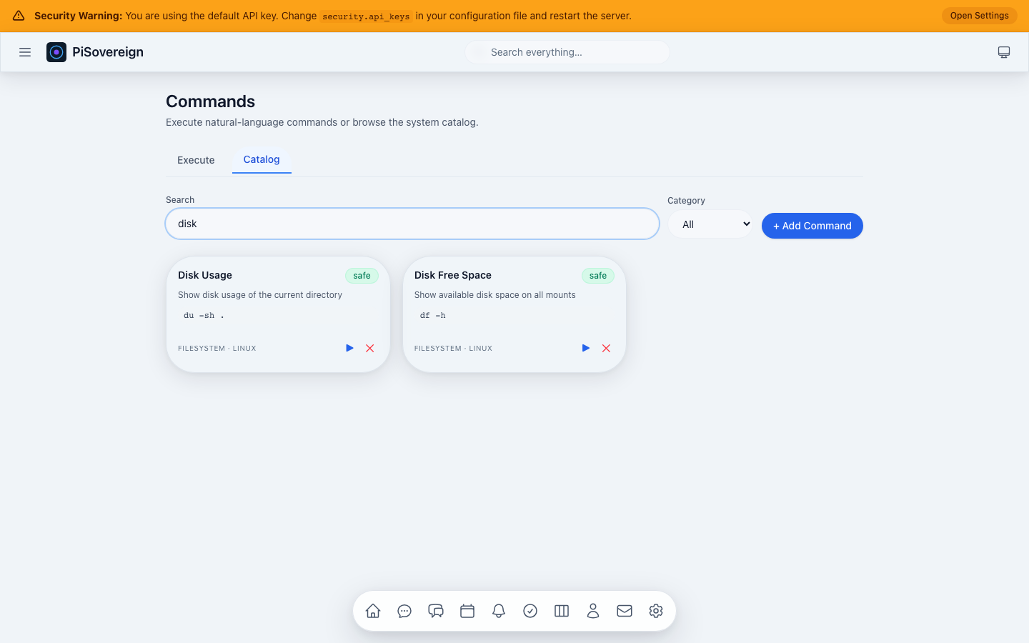 Commands catalog search
