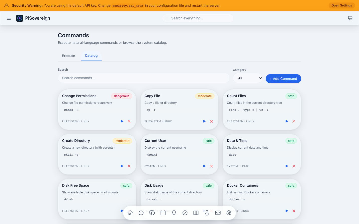 Commands catalog overview