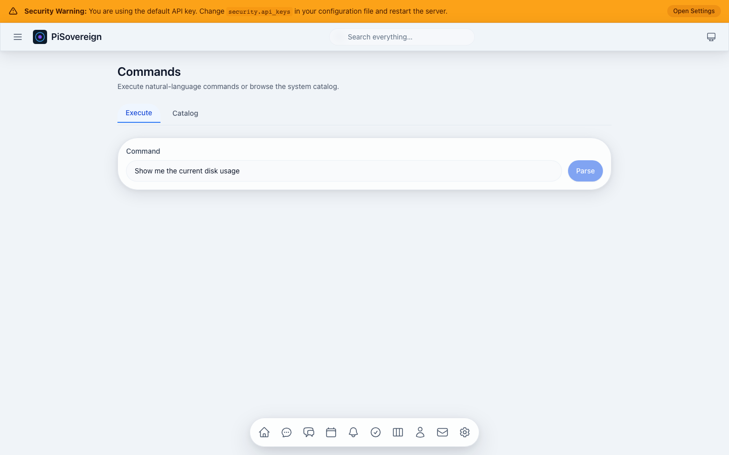 Commands input filled