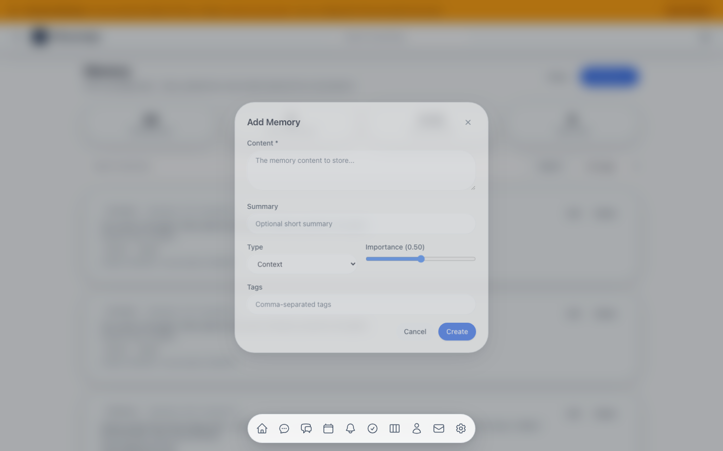 Add memory modal (empty)