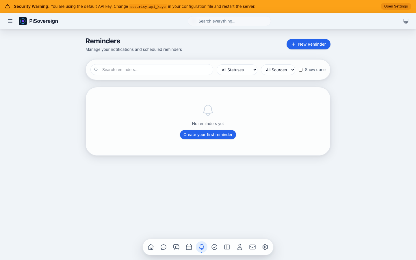 Reminders page overview