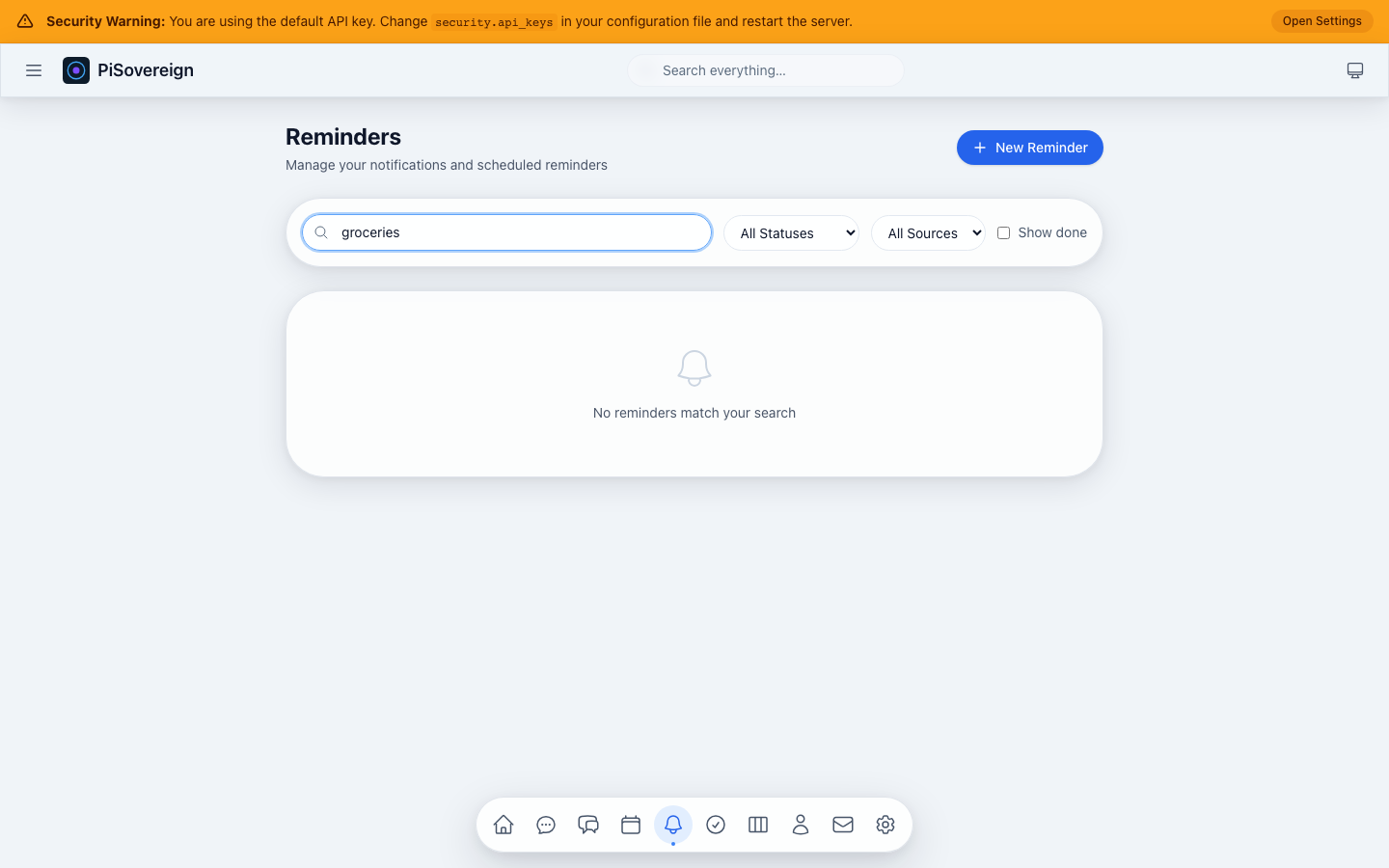 Reminders search results