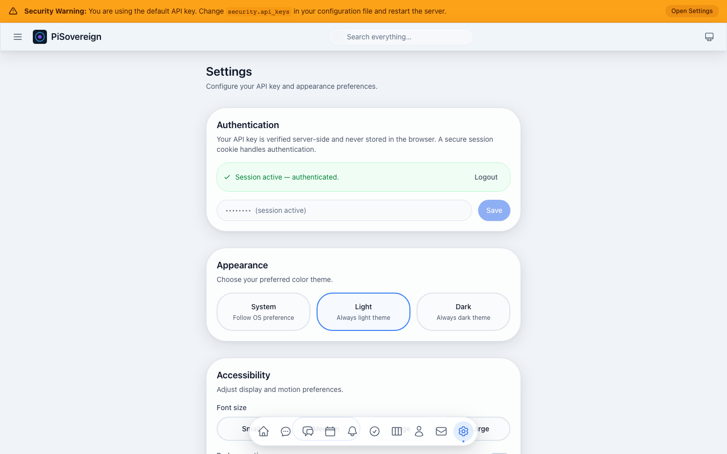 Settings light theme