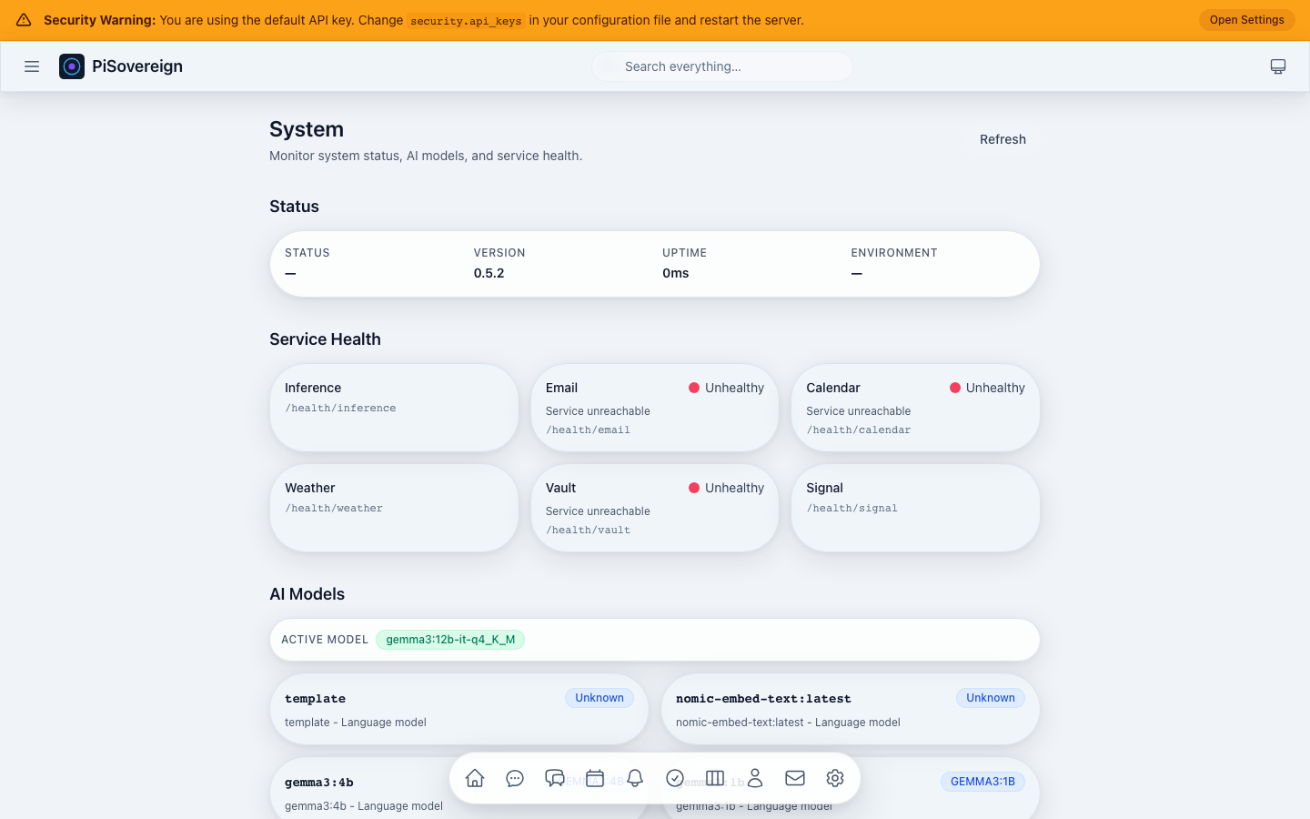 System status overview
