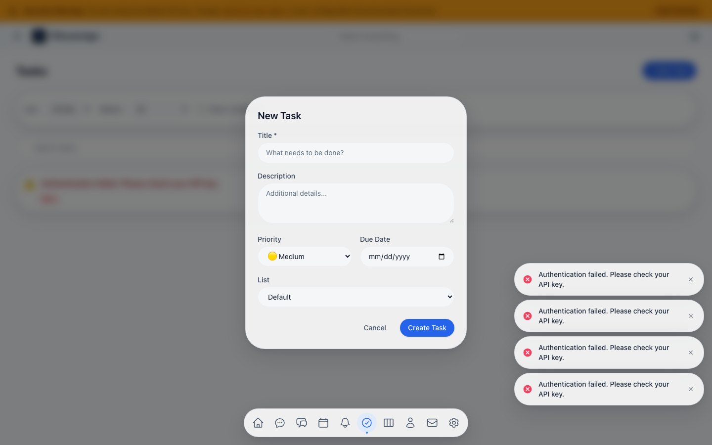 Create task modal (filled)